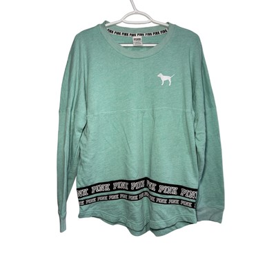 VS Pink blue logo crew neck sweater womens large y2k 2000s cozy comfort casual-image