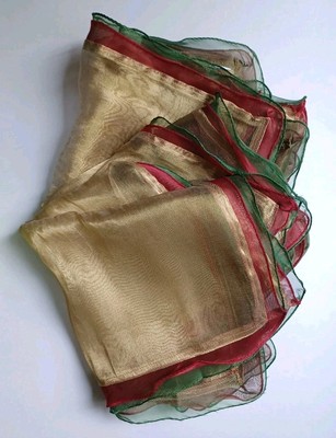 Pier 1 Imports Placemats Set Of 6 Red Gold Green Shimmer Sheer Square Christmas -image