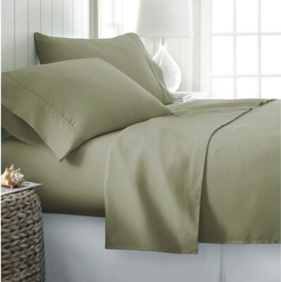Becky Cameron Ultra Soft Deep Pocket Microfiber 4 Piece Bed Sheet Set Full Green-image