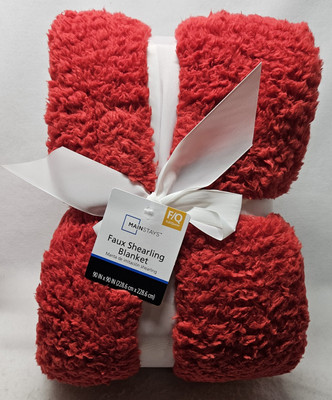 Mainstays Faux Shearling Blanket, Cinnabar Red, Full/Queen 90