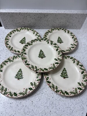 Pier 1 Winters Wonder Christmas Tree Salad Plates 8.75