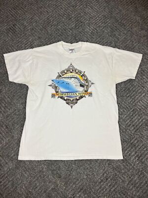 Vintage Norwegian Wind T Shirt Mens Size Large Norway White Graphic Adult-image
