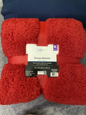 Mainstays Red Sherpa Polyester King Size Blanket-image