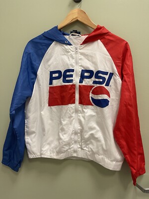 Pepsi Cola Wind Breaker Womens Size M Jacket Zip Up Retro Logo Color Block Y2K-image