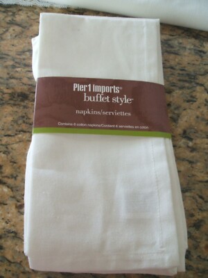 Pier 1 Imports Cotton Buffet Napkins Set of 6 Cream/Ivory Dining Kitchen NEW-image
