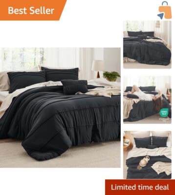 All-Season King Comforter Set - 4 Pieces with Decorative Pillow for Luxury-image
