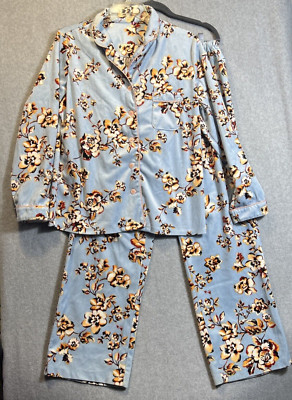 Bumble B Womens Floral Velvet M Pajama Set Comfy Soft Cozy Winter Nights-image