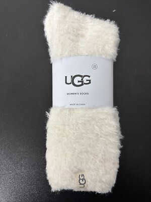 Womens UGG Teddi Cozy Crew Sock - Pure White , One Size [1133030]-image