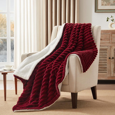 Electric Blanket Heated Throw, Super Cozy Luxury Faux Fur & Sherpa with 6 Heatin-image