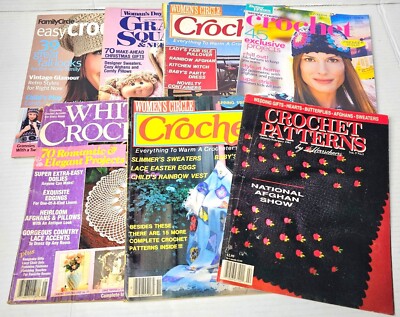 Lot Of 7 Vtg Crochet Magazines Family Circle Better Homes Gardens Womens Circle-image