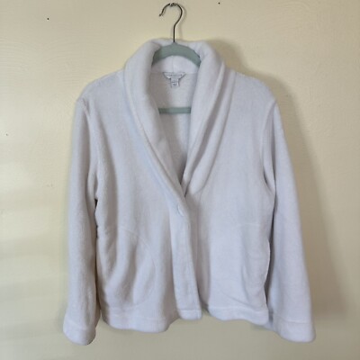 Charter Club Intimates Womens White Cozy Cardigan Large Pockets Loungewear-image