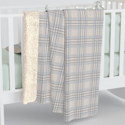 Nordic Winter Muted Gray Plaid, Cozy Sherpa Fleece Blanket, Sofa Throw Blanket-image