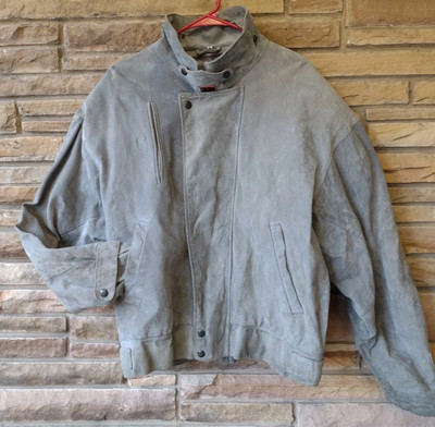 Vintage 80's J. Riggings Genuine Suede Gray Motorcycle Style Jacket Sz XL-image