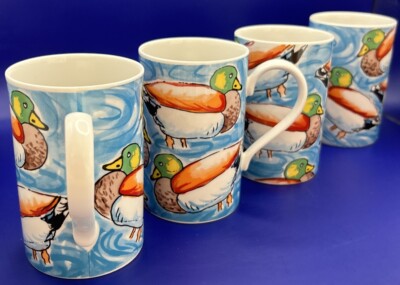 Pier 1 “ Mallard Design” Vintage Set of 4 Mugs, Dunoon Stoneware, Scotland-image