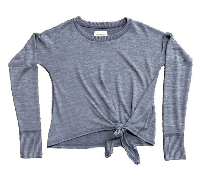 ABERCROMBIE & FITCH Size XS Heather Blue Sweater Tie Front Soft A&F Cozy Womens-image
