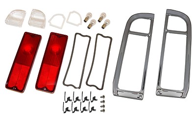 1969 1970 1971 1972 CHEVROLET TRUCK COMPLETE TAIL LIGHT LENS & BEZEL KIT W CLIPS-image