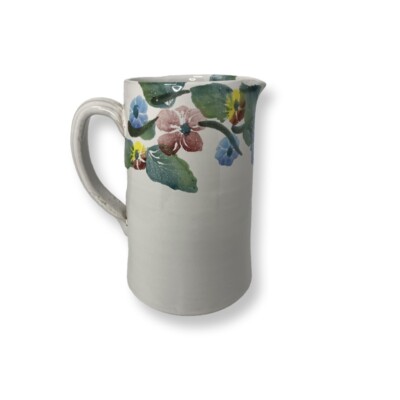 Pier 1 Imports Italian Made Hand Painted Floral Design Pitcher 7.5in Tall-image