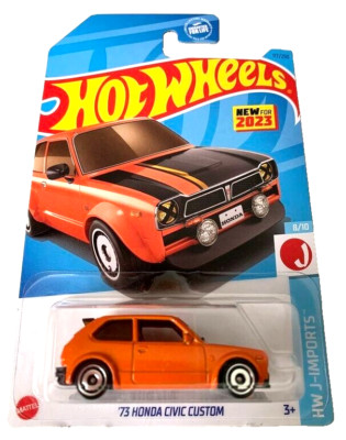 HOT WHEELS 2023 '73 HONDA CIVIC CUSTOM ORANGE HW J-Imports 117/250 HKK67 SEALED-image
