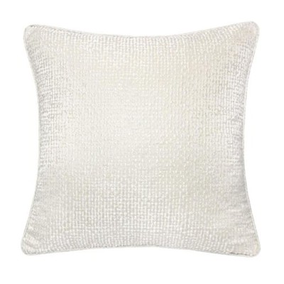 Homey Cozy Chloe Jacquard Plaid Throw Pillow – Houndstooth, Ivory, 20x20-image