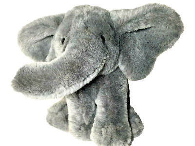 Elephant Stuffed Plush Pier 1 Imports 10 inch tall, trunk up and sitting-image