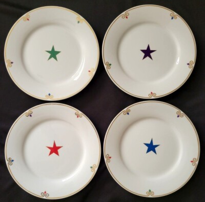 SET OF 4 PIER 1 CELEBRATION ACCENT SALAD PLATES STAR 7 5/8