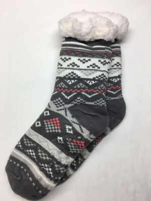 Soft Cozy Fuzzy Sherpa Fleece Lined Slipper Socks Thermal Women's One Size NWOT-image