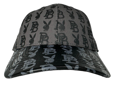 Playboy Premium Print Black & Gray All-Over Print Strapback Hat, Cap, New-image