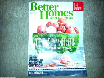 BETTER HOMES AND GARDENS June 2015 MAGAZINE Summer Fun Party Ideas DECOR RECIPE-image