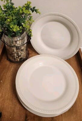 PIER 1 Imports Spice Route Salt Dinner Plates Beaded Edge 10¾