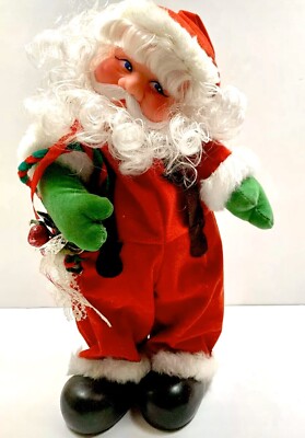 VTG Wind-Up Santa Claus Doll Rubber Face Animated Musical Jingle Bells Christmas-image