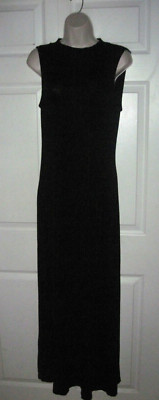 Women’s Medium Long Casual Black Halter Lounge Dress Warm Cozy Fabric Open Back-image