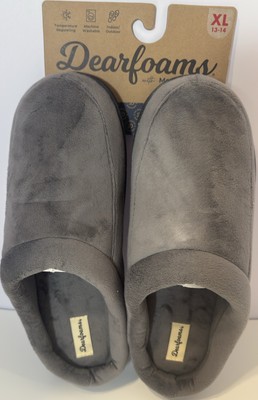 DEARFOAMS Gray Men’s XL (13-14) Cozy Comfort Bound Clog Memory Foam Slippers-image
