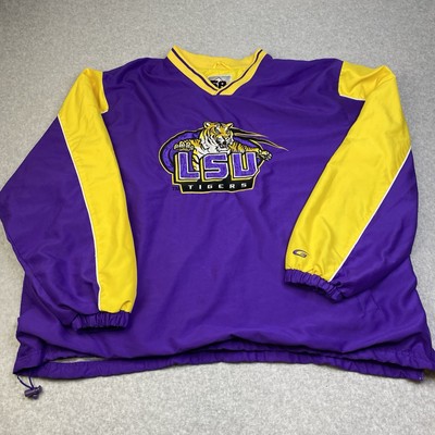 VTG LSU Tigers Wind Shirt Jacket Mens Size 2XL XXL Embroidered Lined Purple-image