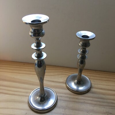 2 Pier One Imports Metal Silver Plated Candle Holders Carb 91320 8