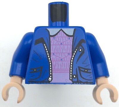 Lego New Blue Torso Jacket over Bright Pink Dress with White Collar Piece-image