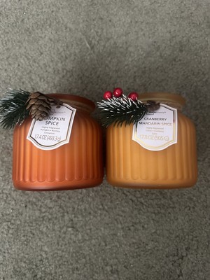 MAINSTAYS “CRANBERRY MANDRAIN SPICE or PUMPKIN SPICE” FROSTED JAR CANDLE; 17 oz.-image