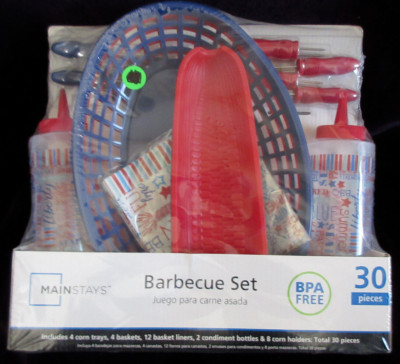 New Mainstays Barbecue BBQ Set BPA Free Red White & Blue NIB-image
