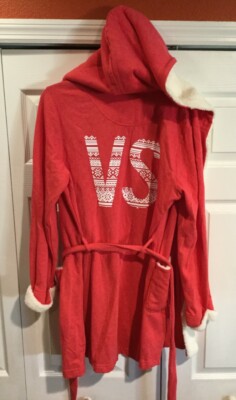 NEW Victorias Secret Super Soft Cozy HOLIDAY Robe Sherpa Hoodie Red Small/XSmall-image