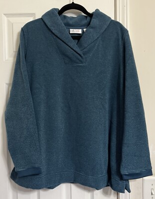 d & CO BLUE WOMENS SIZE L LONG SLEEVE COZY WARM PULL OVER TOP-image