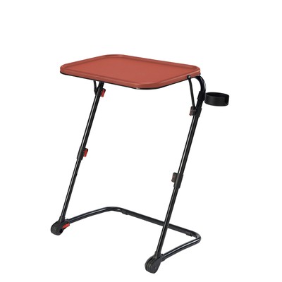 Mainstays Adjustable Folding TV Tray With Cup Holder Canyon Red,-image