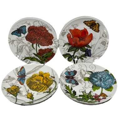 Pier 1 Imports Melamine Salad Played 8.5 Floral Garden Party Set 12 Discontinued-image