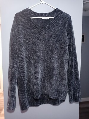 Orvis Blue Chenille V-neck Sweater Large Womens Cozy Comfort-image