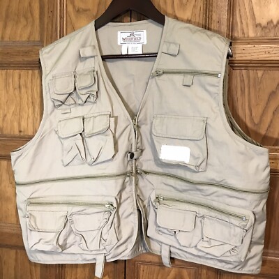 Woolrich Vintage Trail Fishing Vest Men's XL Khaki Cotton/Poly Outdoor Hunting-image