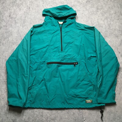 Vintage LL Bean Classic Anorak Mens Large L Teal Nylon Pullover Mountain Wind-image