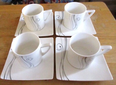 Golden Star Imports Demitasse Espresso Cups Saucers German Design Set of 4-image