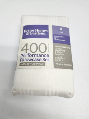 Better Homes & Gardens 400 Performance Pillow Case Set, white on white stripe K-image