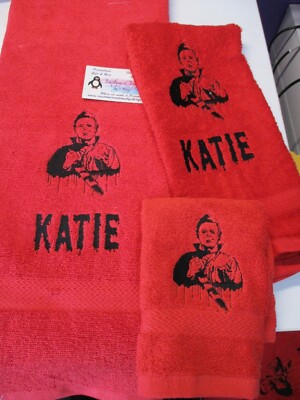 Michael face sketch 3 Piece Personalized Bath Towel Set Halloween Michael-image