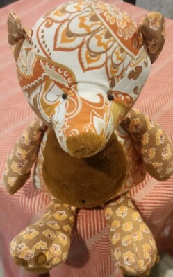 Pier 1 One Imports Teddy Bear Plush Tan Orange White Paisley Floral Excellent -image