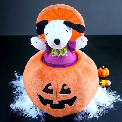 Peanuts Halloween Snoopy Woodstock Plush Peek a Boo Sound & Motion Hallmark VTG-image
