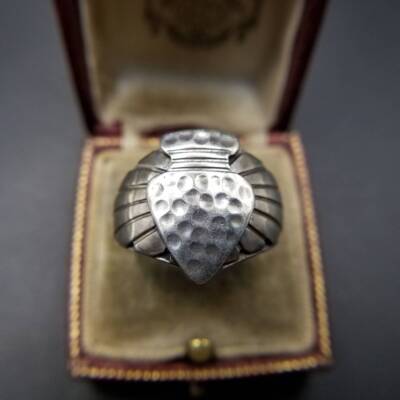 Hammered Hammered Design Sterling Vintage Silver Ring Indian Jewelry Import-image